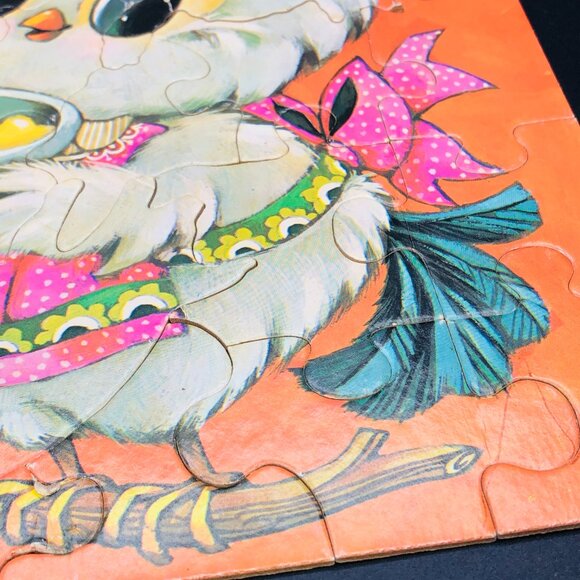Vintage 60s Milton Bradley PASTEL PETS Lady Owl 25 Piece Jigsaw Puzzle COMPLETE - Picture 4 of 15